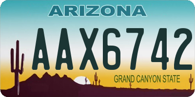 AZ license plate AAX6742