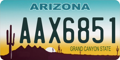 AZ license plate AAX6851