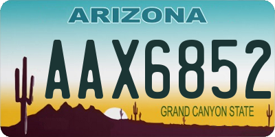 AZ license plate AAX6852
