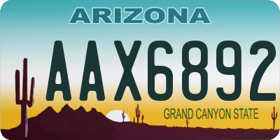 AZ license plate AAX6892