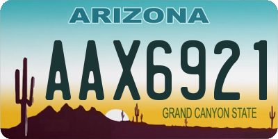 AZ license plate AAX6921
