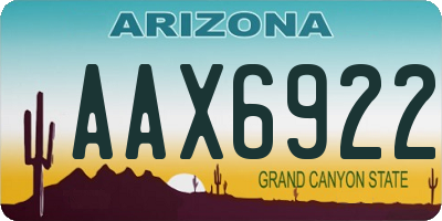 AZ license plate AAX6922