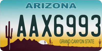 AZ license plate AAX6993