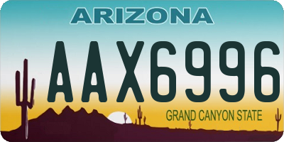 AZ license plate AAX6996