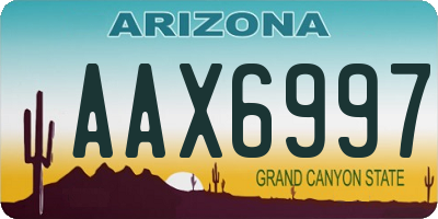 AZ license plate AAX6997