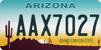 AZ license plate AAX7027