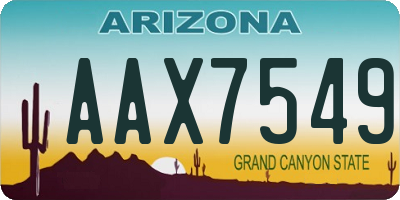 AZ license plate AAX7549