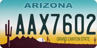 AZ license plate AAX7602