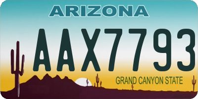 AZ license plate AAX7793