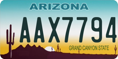 AZ license plate AAX7794