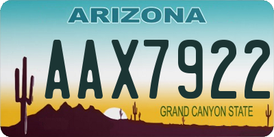 AZ license plate AAX7922