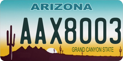 AZ license plate AAX8003