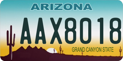 AZ license plate AAX8018