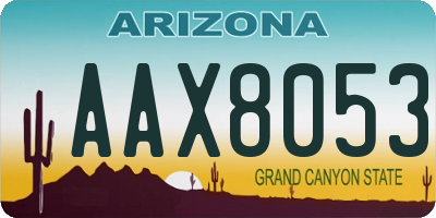 AZ license plate AAX8053