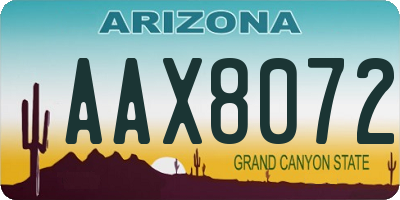 AZ license plate AAX8072