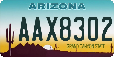 AZ license plate AAX8302