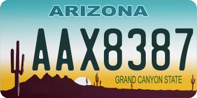 AZ license plate AAX8387