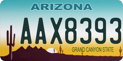 AZ license plate AAX8393