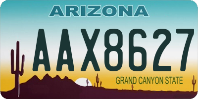 AZ license plate AAX8627