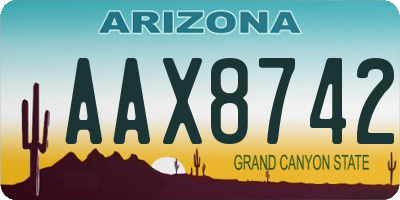 AZ license plate AAX8742