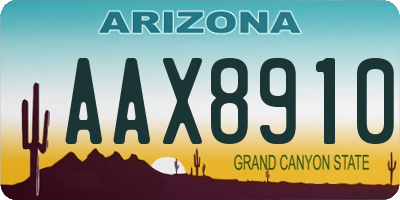 AZ license plate AAX8910