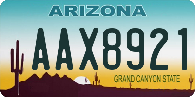 AZ license plate AAX8921