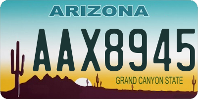 AZ license plate AAX8945