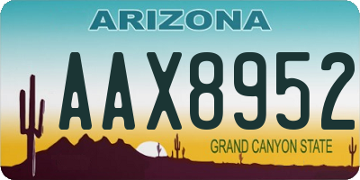 AZ license plate AAX8952