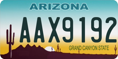 AZ license plate AAX9192