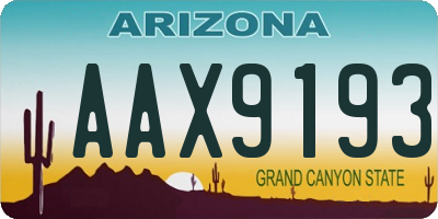 AZ license plate AAX9193