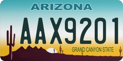 AZ license plate AAX9201