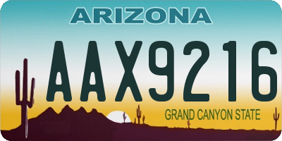 AZ license plate AAX9216