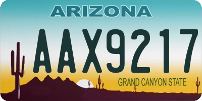 AZ license plate AAX9217