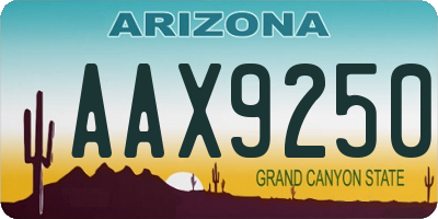 AZ license plate AAX9250