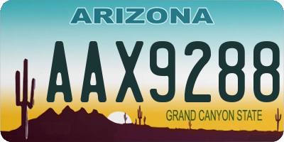 AZ license plate AAX9288