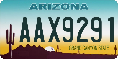 AZ license plate AAX9291