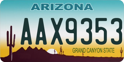 AZ license plate AAX9353