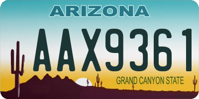 AZ license plate AAX9361