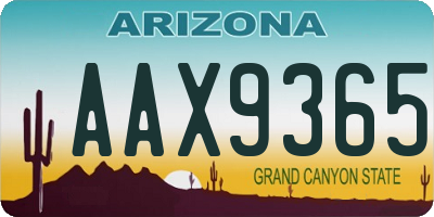 AZ license plate AAX9365