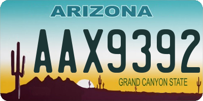 AZ license plate AAX9392