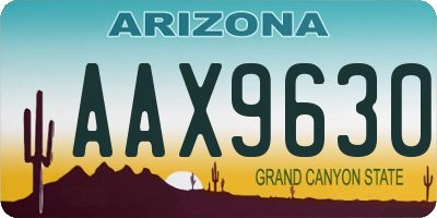 AZ license plate AAX9630
