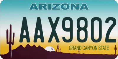 AZ license plate AAX9802