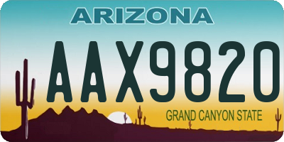 AZ license plate AAX9820