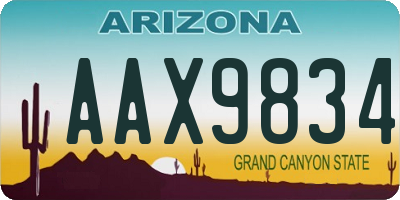 AZ license plate AAX9834
