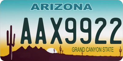 AZ license plate AAX9922
