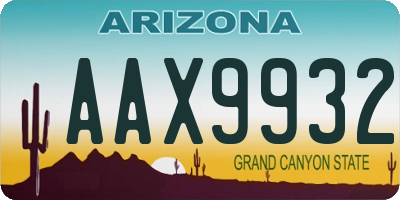 AZ license plate AAX9932