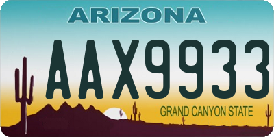 AZ license plate AAX9933