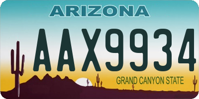 AZ license plate AAX9934