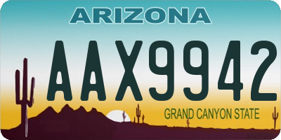 AZ license plate AAX9942