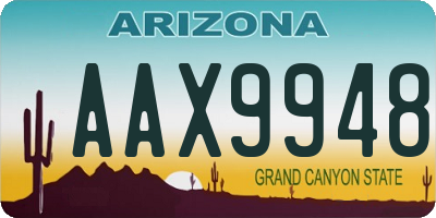 AZ license plate AAX9948